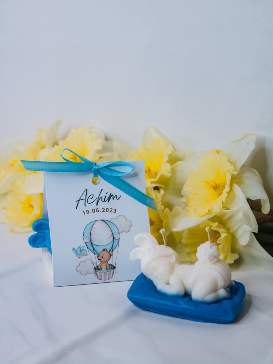 Marturii Botez lumanare BABY - cartonat & fundita - imagine 4